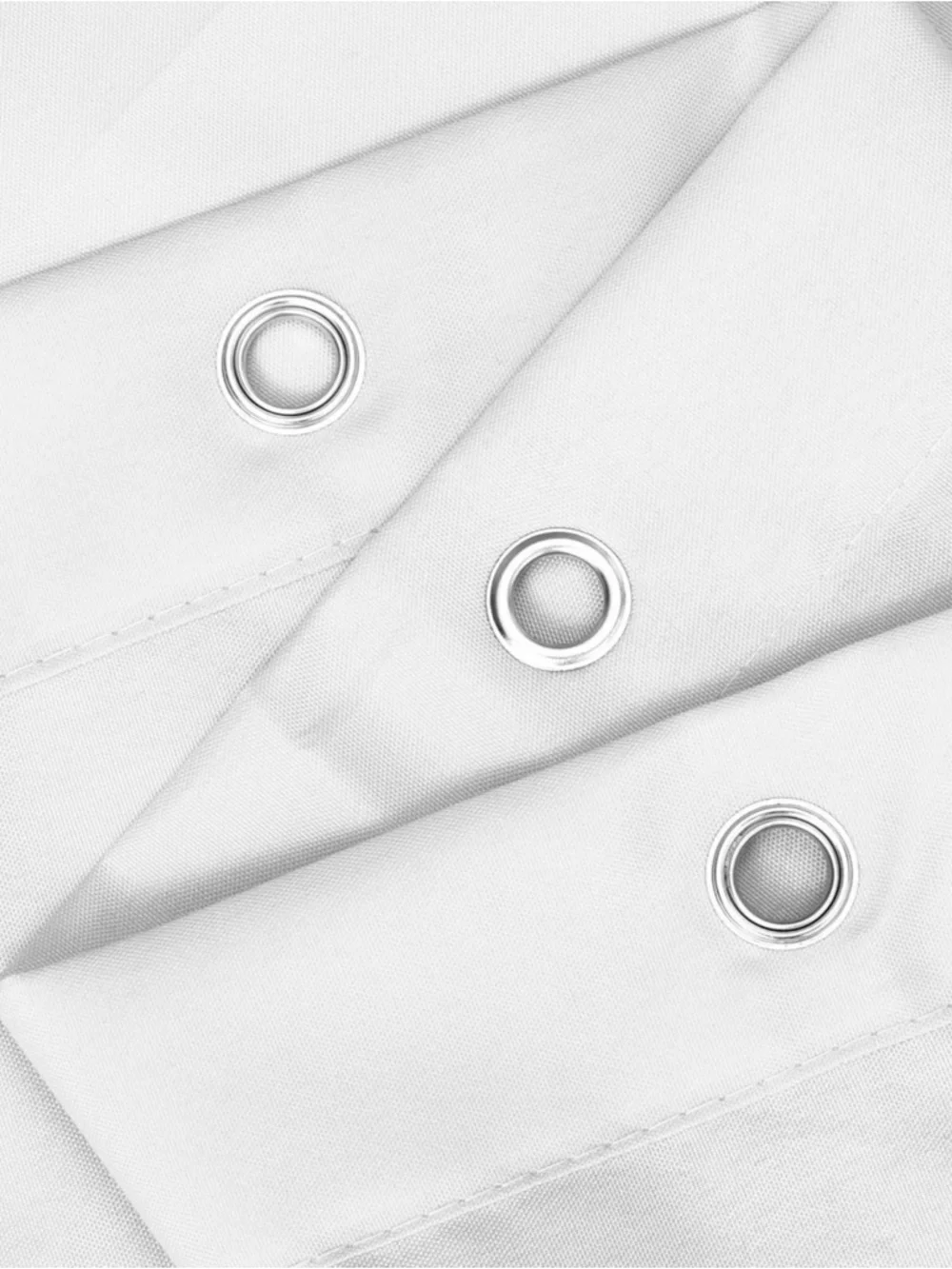 TWO Awesome Home White Solid Fabric Shower Curtain Grommet Top for Bathroom